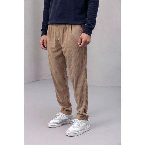 Roy Regular Fit Beli Lastikli Fitilli Kadife Kumaş Fermuarlı Jogger Erkek Pantolon - Bej