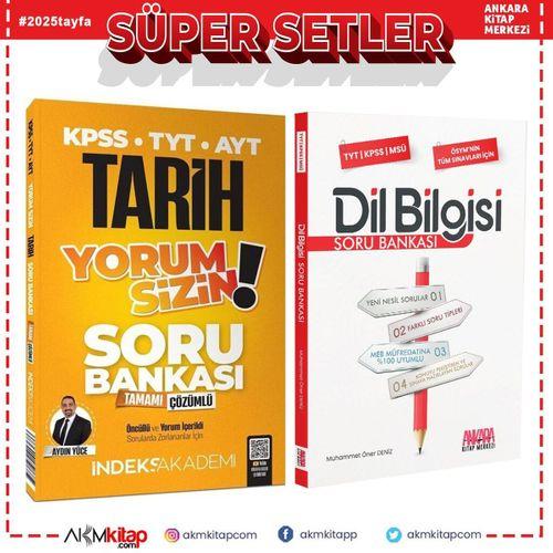 İndeks Akademi 2025 KPSS TYT AYT Tarih Yorum Sizin ve AKM Dil Bilgisi Soru Bankası Seti 2 Kitap