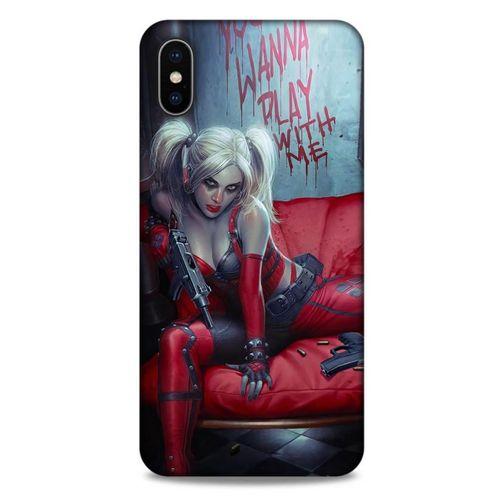 Apple iPhone XS Max Uyumlu Kılıf Harley Quinn (22) Tam Koruma Kılıfı Kırmızımsı kahverengi
