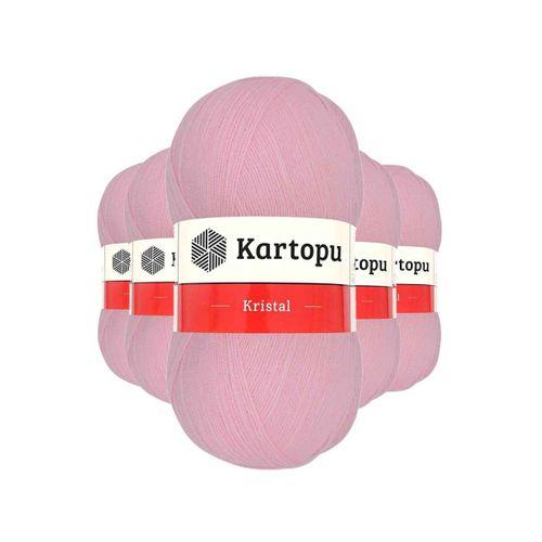 5 Adet Kristal Çift Katlı El Örgü Lif İpi Bebe Pembe K788