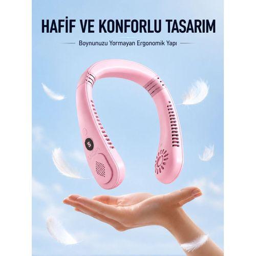 Pembe Boyun Tipi Fan Usb  Hafif Tasarım Güçlü Hava Üflemeli Serinletici