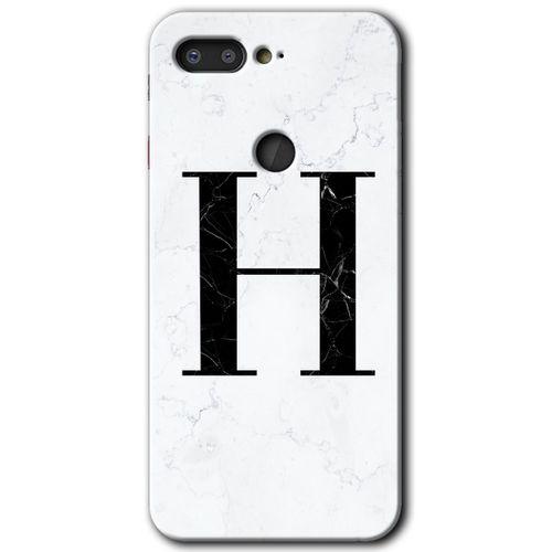 Potkal Hediye Fabrikası General Mobile GM 9 Pro Kılıf HD Desen Baskılı Arka Kapak - Beyaz Mermer Desenli H Harfi