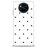 Xiaomi Poco X3 NFC Kılıf HD Baskılı Kılıf - Siyah Kalpler + Tam Ekran Koruyucu