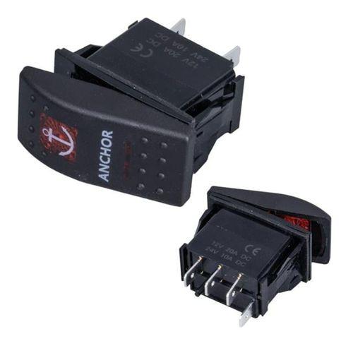 PowerMaster Çapa Irgatı Sembollü Yaylı Işıksız 3 Pinli On-Off 12-24V Marin Switch