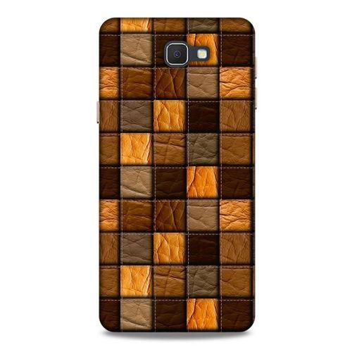 Samsung Galaxy J7 Prime Kılıf Patchwork (32) Soft Silikon Kılıf Turuncu Kahve