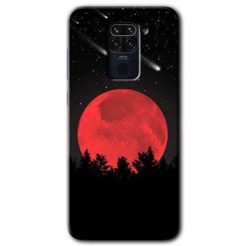 Xiaomi Redmi Note 9 Kılıf Kapak - Kanlı Ay +Hayalet Ekran Yandan Gözükmez