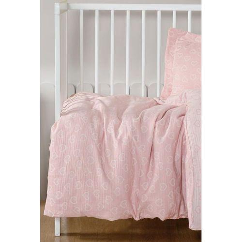 Kanz Jakarlı Müslin Bebek Nevresim Takımı Knz-013 Heart Pembe