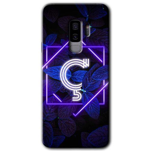 Potkal Hediye Fabrikası Samsung Galaxy S9 Plus Kılıf HD Desen Baskılı Arka Kapak - Dark Neon Yaprak Ç Harfi