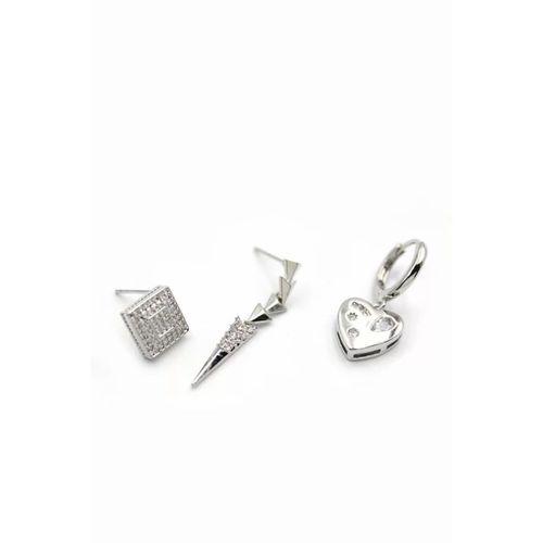 3'lü Kalp Küpe - Gümüş