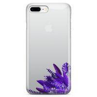 Apple iPhone 8 Plus Kılıf Mor Yapraklar Arka Kapak Koruma Desenli Full Koruyucu