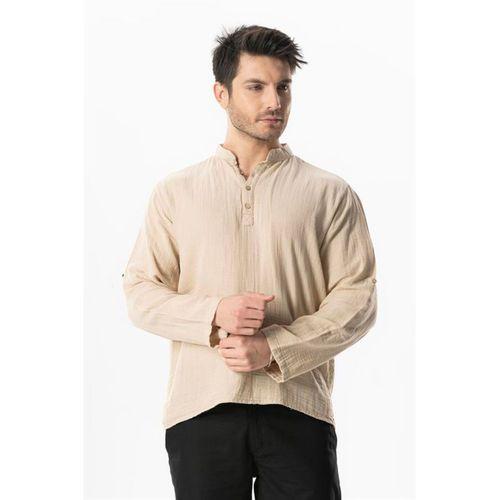 Uzun Kol Hakim Yaka Müslin Yazlık Sweatshirt Bej Bej