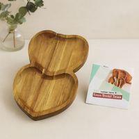 Akasya Kalpli 2 Bölmeli Ahşap Servis Tepsisi 25x14x1.4 cm