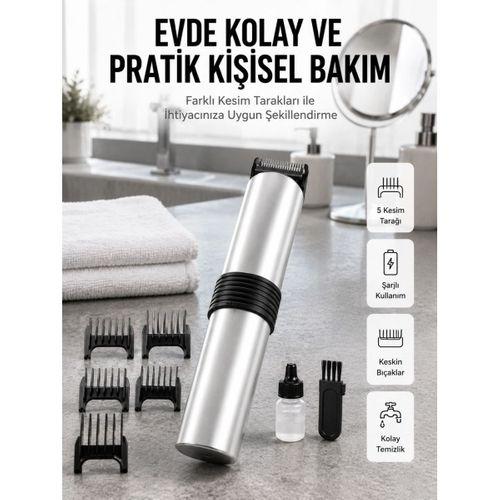 Yeni Nesil Profesyonel Şarjlı Saç Sakal Tıraş Makinesi Ayarlanabilir 4 Taraklı