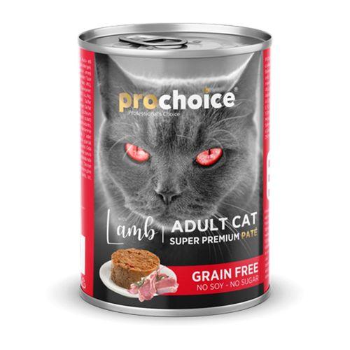 Prochoice Yetişkin Kediler İçin, Tahılsız, Kuzu Etli Ezme Konserve 12x400 gr