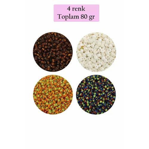 Dökme Cam Kum Boncuk (11/0) 2 mm - 4 Renk - Toplam 80 Gram -  BNC406