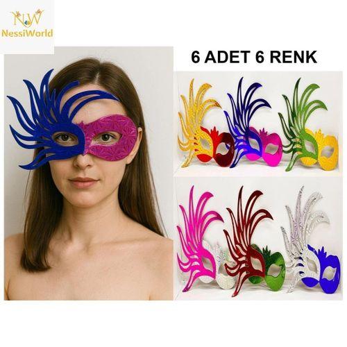 6’lı Çift Renkli Venedik Karton Parti Maskesi Seti