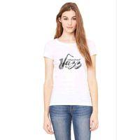International Jazz Day Saksafon Baskılı Beyaz Kadın Tshirt