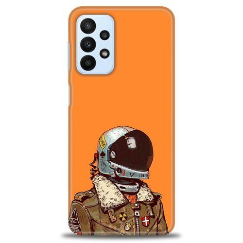 Samsung Galaxy A23 4G Kılıf HD Baskılı Kılıf - Turuncu Astronot + Tam Ekran Koruyucu