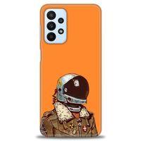 Samsung Galaxy A23 4G Kılıf HD Baskılı Kılıf - Turuncu Astronot + Tam Ekran Koruyucu