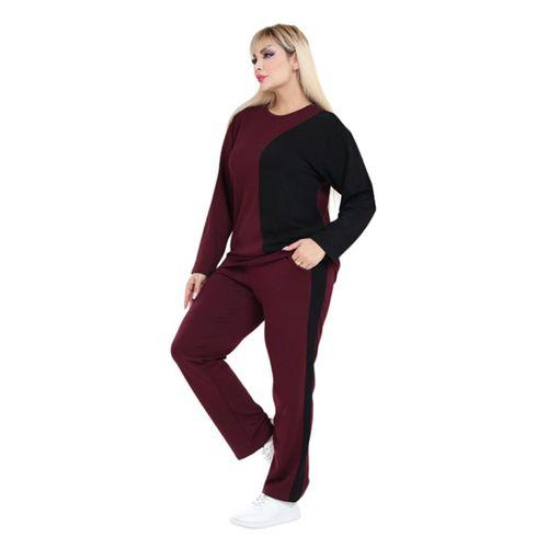 Melsay Butik Bordo Siyah Renk Bloklu Modal Kadın Eşofman Takımı