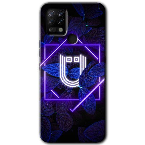 Tecno Pova Kılıf HD Desen Baskılı Arka Kapak - Dark Neon Yaprak Ü Harfi + Kırılmaz Cam