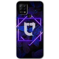 Tecno Pova Kılıf HD Desen Baskılı Arka Kapak - Dark Neon Yaprak Ü Harfi + Kırılmaz Cam