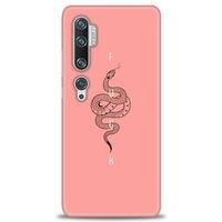 Xiaomi Mi Note 10 Kılıf HD Baskılı Kılıf - Pembe Yılan + Tam Ekran Koruyucu