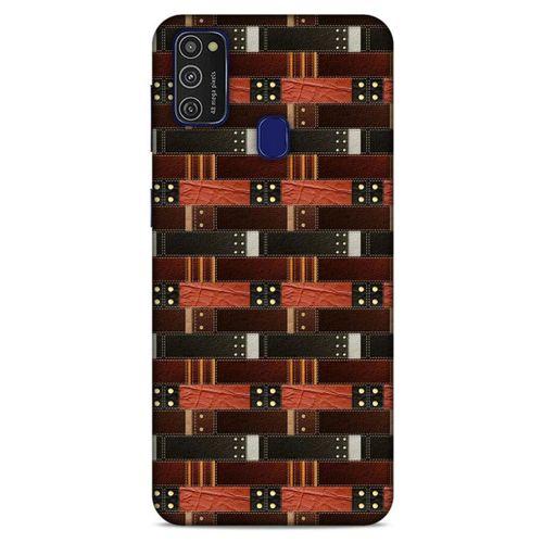 Samsung Galaxy M21 Kılıf Patchwork (19) Kılıfları Kahve Turuncu