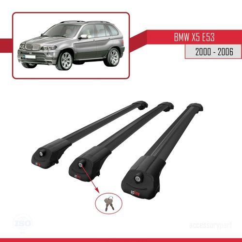 BMW X5 (E53) 2000-2006 Arası ile uyumlu ACE-1 Ara Atkı Tavan Barı SİYAH 3 ADET BAR