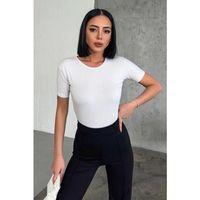 Rahat Ve Şık Kısa Kollu Bisiklet Yaka Likralı Viskon Penye Body Beyaz