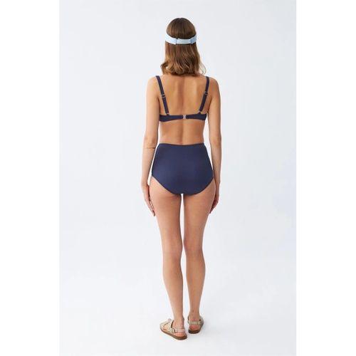 Kadın Basic Lacivert Pedli Yüksek Bel Bikini Takımı