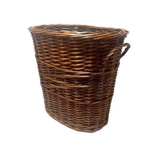 Hasır Sepet Oval Şekilli İçi Kumaşlı Kahverengi 36X36X26 Cm