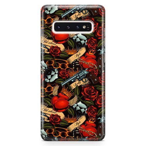 Samsung Galaxy S10 Plus Kılıf Geçici Dövme Arka Kapak Koruma Desenli Full Koruyucu
