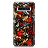 Samsung Galaxy S10 Plus Kılıf Geçici Dövme Arka Kapak Koruma Desenli Full Koruyucu