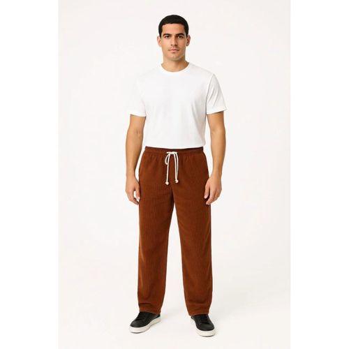 Erkek Fitilli Kadife Cepli Buggy Pantolon Oversize Rahat Kalıp - Kahverengi