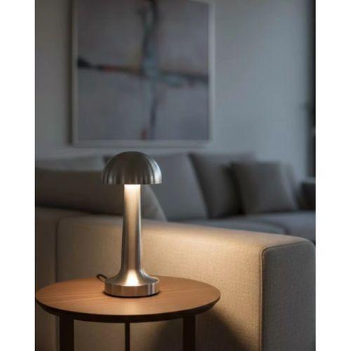 Dokunmatik Mantar Masa Lambası 3 Modlu Işık Şarjlı Kablosuz Led Krom Gövde