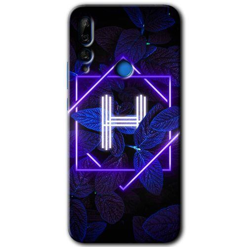 Potkal Hediye Fabrikası Huawei Y9 Prime 2019 Kılıf HD Desen Baskılı Arka Kapak - Dark Neon Yaprak H Harfi
