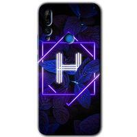 Potkal Hediye Fabrikası Huawei Y9 Prime 2019 Kılıf HD Desen Baskılı Arka Kapak - Dark Neon Yaprak H Harfi
