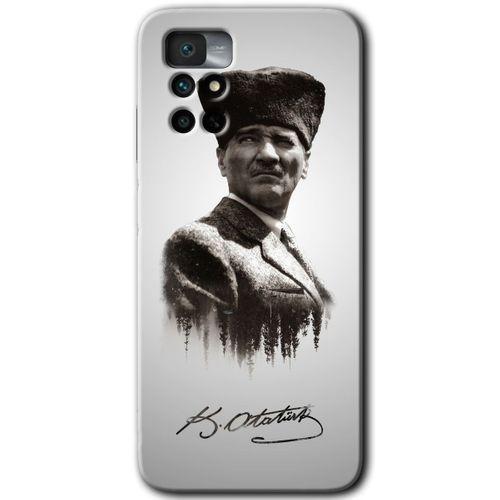 MRCİLETİSİM Xiaomi Redmi Note 11 4G Kılıf HD Desen Baskılı Arka Kapak+Temperli Cam - Mustafa Kemal Atatürk