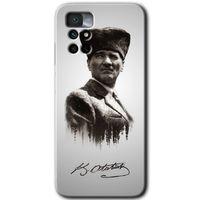 MRCİLETİSİM Xiaomi Redmi Note 11 4G Kılıf HD Desen Baskılı Arka Kapak+Temperli Cam - Mustafa Kemal Atatürk