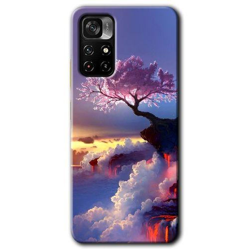 Redmi Note 11T Kılıf HD Desen Baskılı Arka Kapak - Wash Red Wall