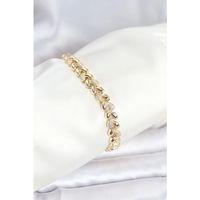 Pirinç Gold Renk VIP Seri Sarmal Damla Model Zirkon Taşlı Kadın Bileklik