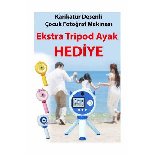 Hd Kamera Karikatür Tripodlu Çocuk Dijital Kamera Fotoğraf Makinası 1080p Video Kaydedici 2.0 İnç