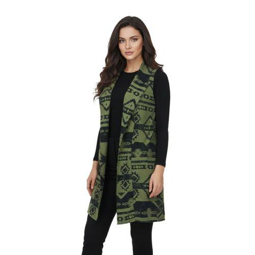 Kadın Etnik Desenli Uzun Yelek BGL-ST05193