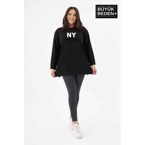 Kadın Tunik Büyük Beden NY NEWYORK Baskılı ince Sweatshırt SPR26BTK990-1