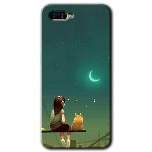 Oppo Rx 17 Neo Kılıf HD Desen Baskılı Arka Kapak - Kedili Kız