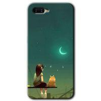 Oppo Rx 17 Neo Kılıf HD Desen Baskılı Arka Kapak - Kedili Kız