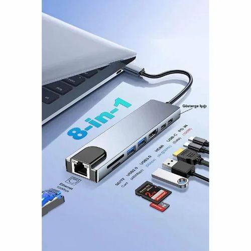 Type C Girişli 8 Port Dönüştürücü Ve Çoklayıcı