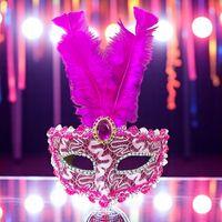 YÜKSEK KALİTE YILBAŞI PARTİ MASKESİ PEMBE MASKE PEMBE UZUN TÜYLÜ MASKE PARTİ MASKESİ VENEDİK MASKESİ