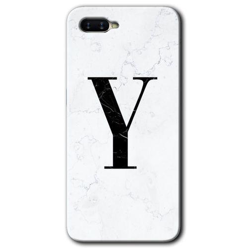 Oppo Rx 17 Neo Kılıf HD Desen Baskılı Arka Kapak - Beyaz Mermer Desenli Y Harfi
